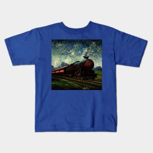 Starry Night Wizarding Express Train Kids T-Shirt